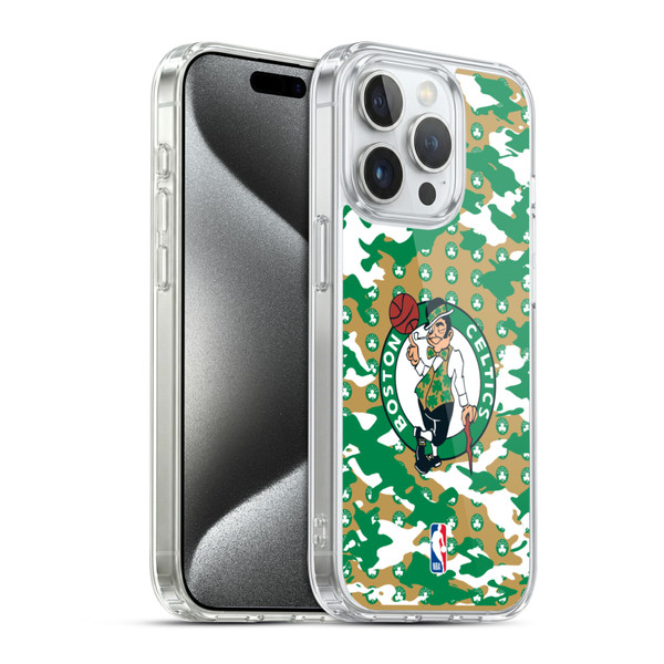 NBA Boston Celtics Camouflage Soft Gel Case for Apple iPhone 15 Pro & MagSafe