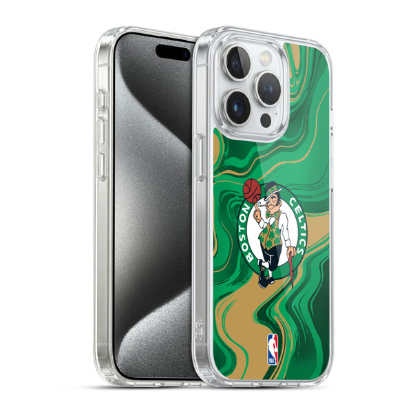 NBA Boston Celtics Marble Agates Soft Gel Case for Apple iPhone 15 Pro & MagSafe