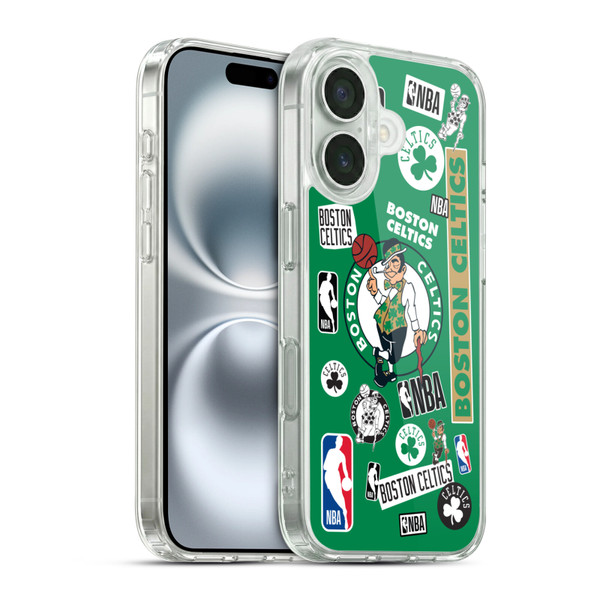 NBA Boston Celtics Sticker Collage Soft Gel Case for Apple iPhone 16 & MagSafe