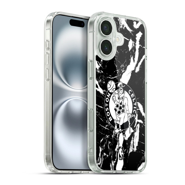 NBA Boston Celtics Black Marble Soft Gel Case for Apple iPhone 16 Plus & MagSafe