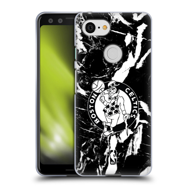 NBA Boston Celtics Black Marble Soft Gel Case for Google Pixel 3