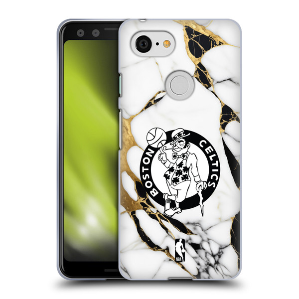 NBA Boston Celtics White Marble Soft Gel Case for Google Pixel 3