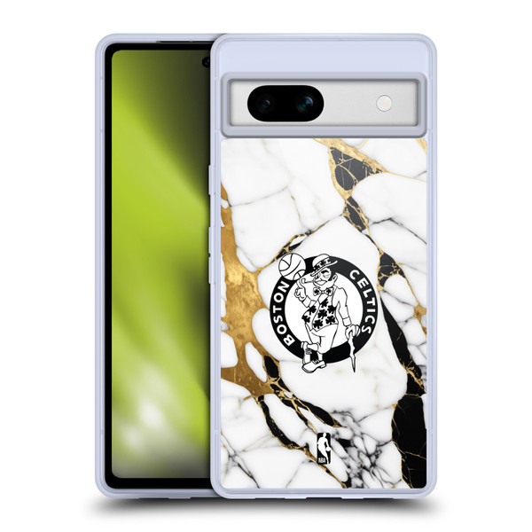 NBA Boston Celtics White Marble Soft Gel Case for Google Pixel 7a
