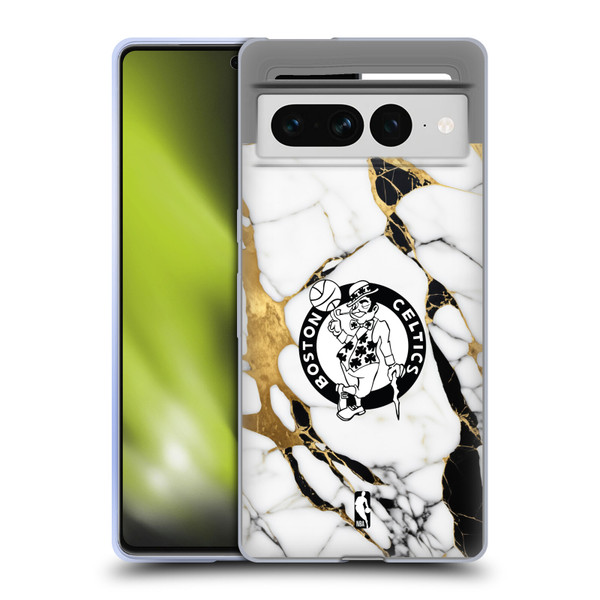 NBA Boston Celtics White Marble Soft Gel Case for Google Pixel 7 Pro