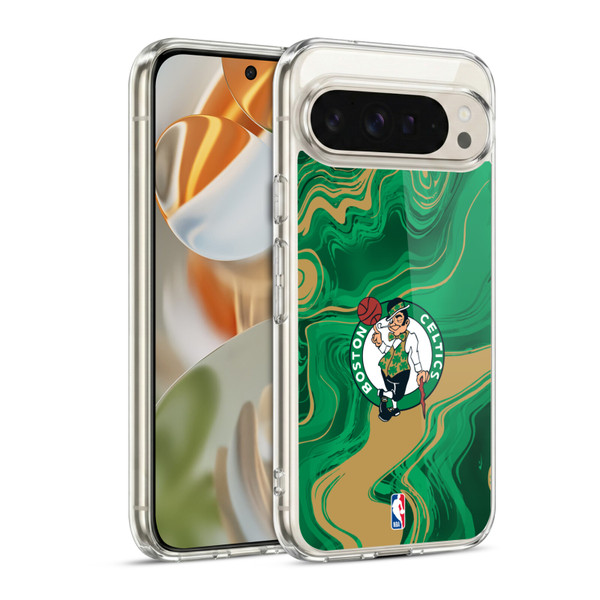 NBA Boston Celtics Marble Agates Soft Gel Case for Google Pixel 9 / Pixel 9 Pro