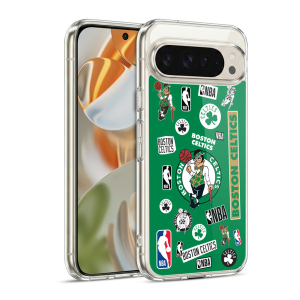 NBA Boston Celtics Sticker Collage Soft Gel Case for Google Pixel 9 / Pixel 9 Pro