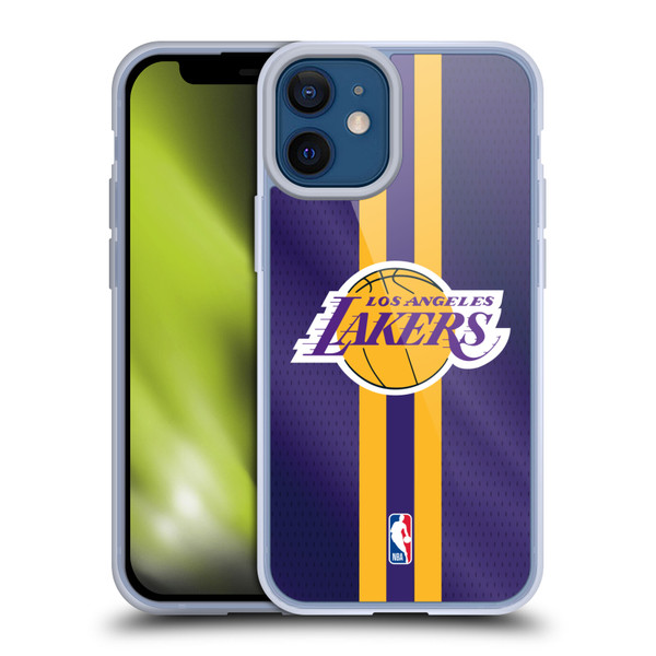 NBA Los Angeles Lakers Stripes Soft Gel Case for Apple iPhone 12 Mini & MagSafe
