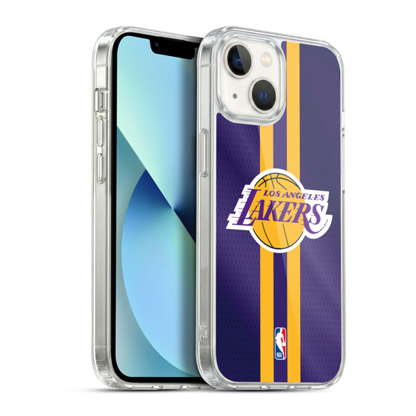 NBA Los Angeles Lakers Stripes Soft Gel Case for Apple iPhone 13