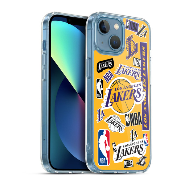 NBA Los Angeles Lakers Sticker Collage Soft Gel Case for Apple iPhone 13 Mini & MagSafe