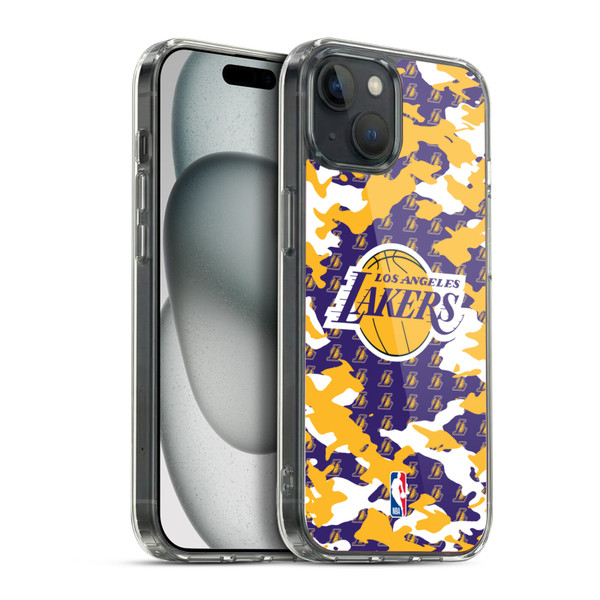 NBA Los Angeles Lakers Camouflage Soft Gel Case for Apple iPhone 15 Plus & MagSafe