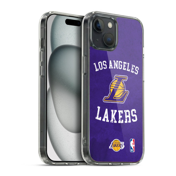 NBA Los Angeles Lakers Distressed Soft Gel Case for Apple iPhone 15 Plus & MagSafe
