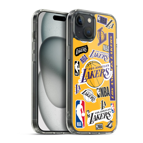 NBA Los Angeles Lakers Sticker Collage Soft Gel Case for Apple iPhone 15 Plus & MagSafe