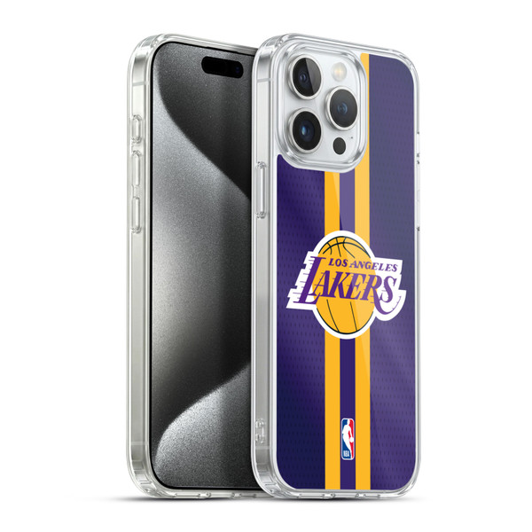 NBA Los Angeles Lakers Stripes Soft Gel Case for Apple iPhone 15 Pro Max & MagSafe