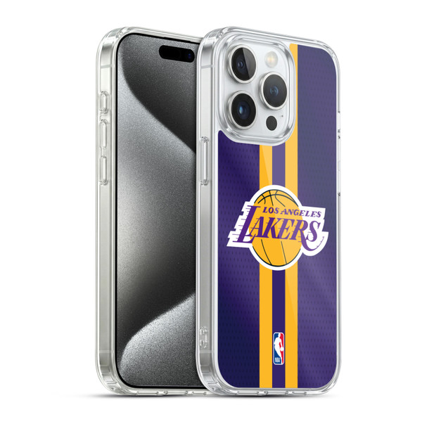NBA Los Angeles Lakers Stripes Soft Gel Case for Apple iPhone 15 Pro & MagSafe