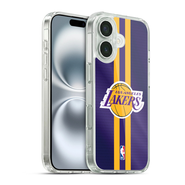 NBA Los Angeles Lakers Stripes Soft Gel Case for Apple iPhone 16 & MagSafe