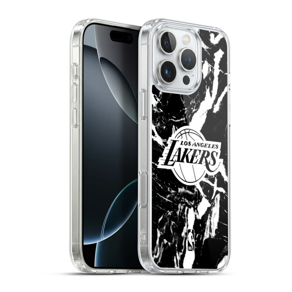 NBA Los Angeles Lakers Black Marble Soft Gel Case for Apple iPhone 16 Pro Max & MagSafe