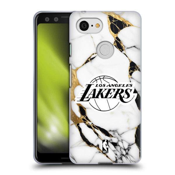 NBA Los Angeles Lakers White Marble Soft Gel Case for Google Pixel 3