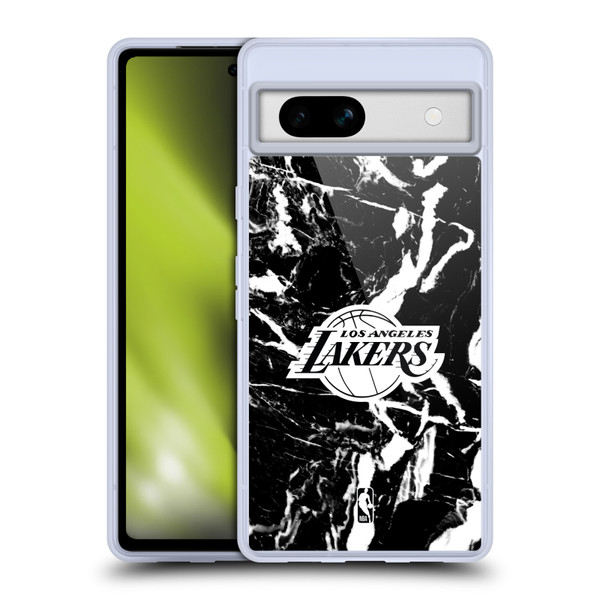 NBA Los Angeles Lakers Black Marble Soft Gel Case for Google Pixel 7a