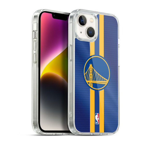 NBA Golden State Warriors Stripes Soft Gel Case for Apple iPhone 14 Plus & MagSafe