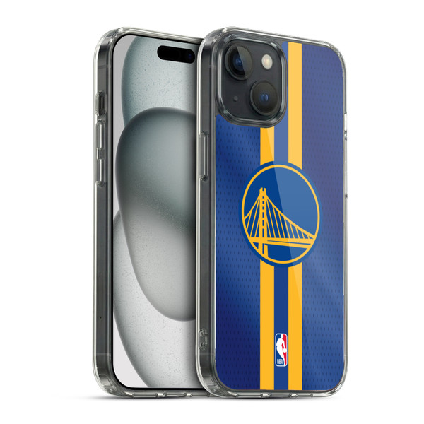 NBA Golden State Warriors Stripes Soft Gel Case for Apple iPhone 15 & MagSafe