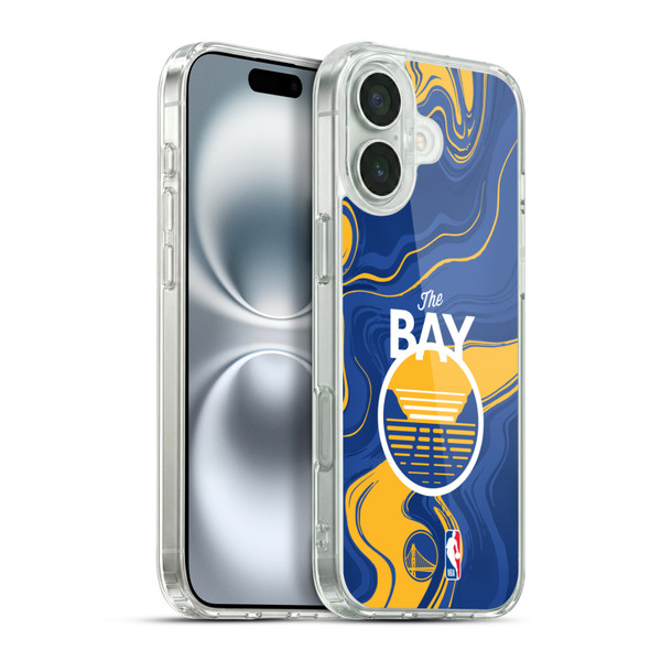 NBA Golden State Warriors Marble Agates Soft Gel Case for Apple iPhone 16 Plus & MagSafe