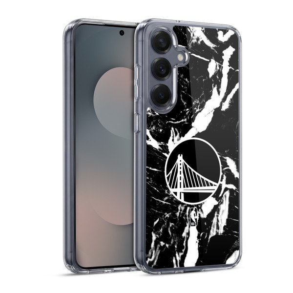 NBA Golden State Warriors Black Marble Soft Gel Case for Samsung Galaxy S25 & MagSafe