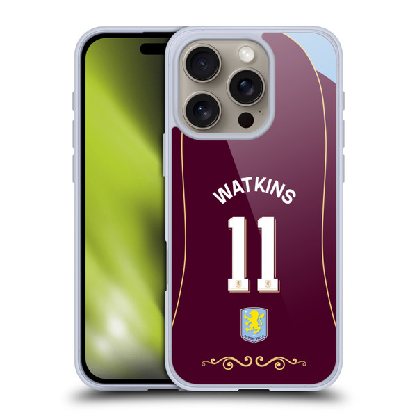 Aston Villa Football Club 2025/26 Players Home Kit 1st Group Ollie Watkins Soft Gel Case for Apple iPhone 16 Pro
