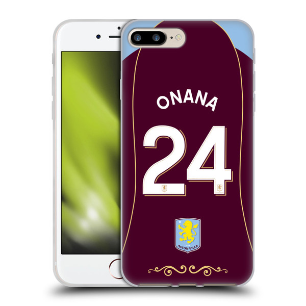 Aston Villa Football Club 2025/26 Players Home Kit 1st Group Amadou Onana Soft Gel Case for Apple iPhone 7 Plus / iPhone 8 Plus