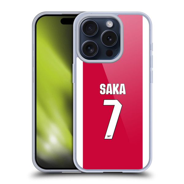 Arsenal FC 2025/26 Players Home Kit 1st Group Bukayo Saka Soft Gel Case for Apple iPhone 15 Pro