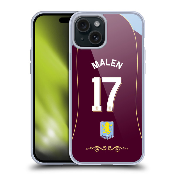 Aston Villa Football Club 2025/26 Players Home Kit 2nd Group Jadon Sancho Soft Gel Case for Apple iPhone 15 Plus
