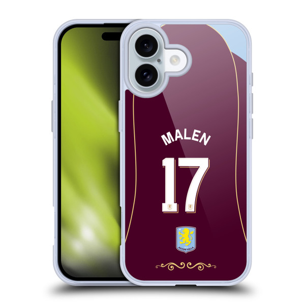 Aston Villa Football Club 2025/26 Players Home Kit 2nd Group Jadon Sancho Soft Gel Case for Apple iPhone 16
