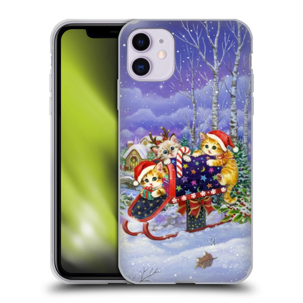 Kayomi Harai Graphic Art Christmas Cats Mailbox Soft Gel Case for Apple iPhone 11