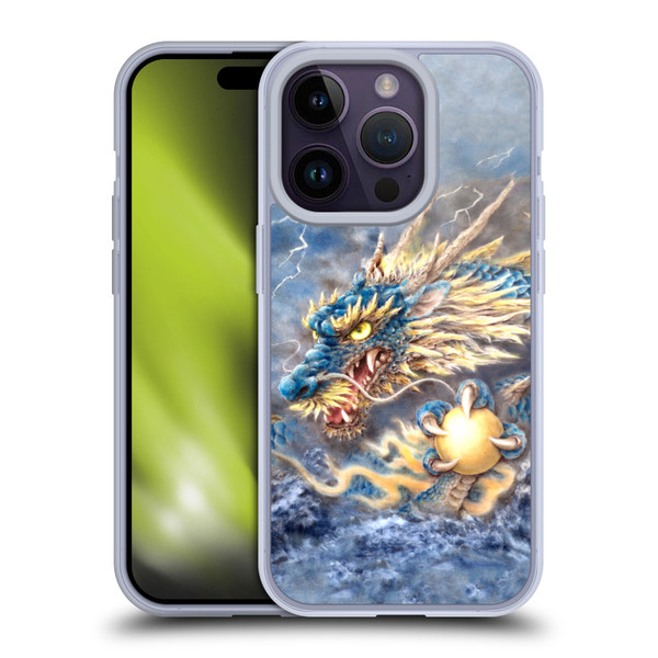 Kayomi Harai Graphic Art Blue Asian Dragon Soft Gel Case for Apple iPhone 14 Pro