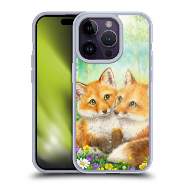 Kayomi Harai Graphic Art Fox Couple In Forest Soft Gel Case for Apple iPhone 14 Pro