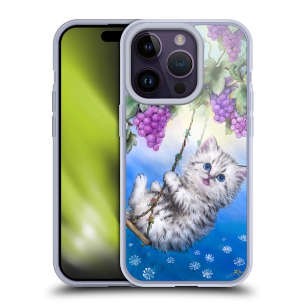 Kayomi Harai Graphic Art Kitten Swing With Grapes Soft Gel Case for Apple iPhone 14 Pro