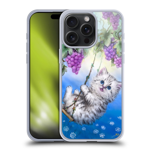 Kayomi Harai Graphic Art Kitten Swing With Grapes Soft Gel Case for Apple iPhone 15 Pro Max