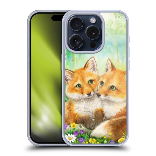 Kayomi Harai Graphic Art Fox Couple In Forest Soft Gel Case for Apple iPhone 15 Pro