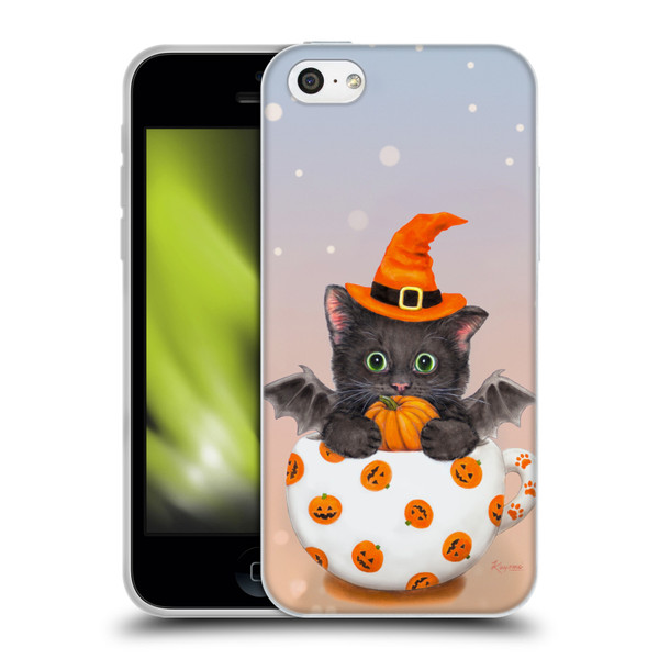 Kayomi Harai Graphic Art Halloween Kitten In Teacup Soft Gel Case for Apple iPhone 5c