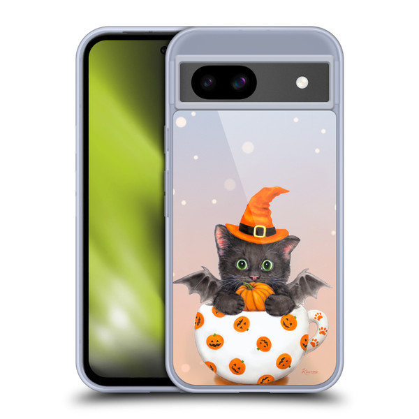 Kayomi Harai Graphic Art Halloween Kitten In Teacup Soft Gel Case for Google Pixel 8a