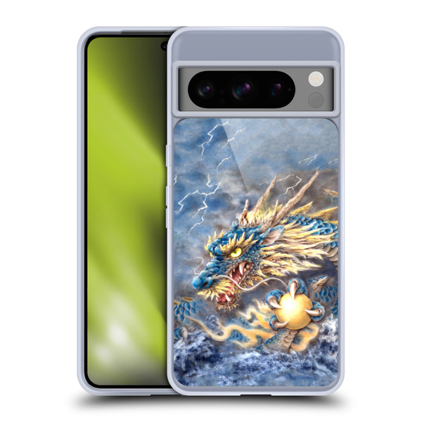 Kayomi Harai Graphic Art Blue Asian Dragon Soft Gel Case for Google Pixel 8 Pro