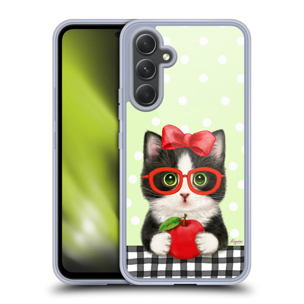 Kayomi Harai Graphic Art Teacher Cat With Apple Soft Gel Case for Samsung Galaxy A54 5G
