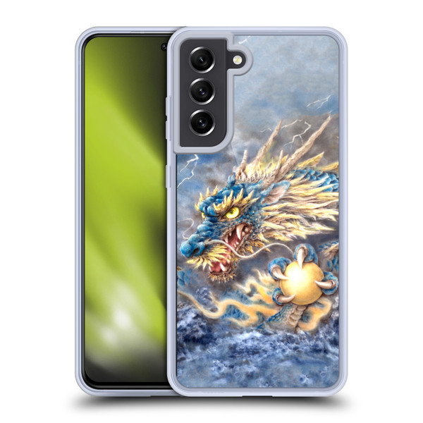 Kayomi Harai Graphic Art Blue Asian Dragon Soft Gel Case for Samsung Galaxy S21 FE 5G
