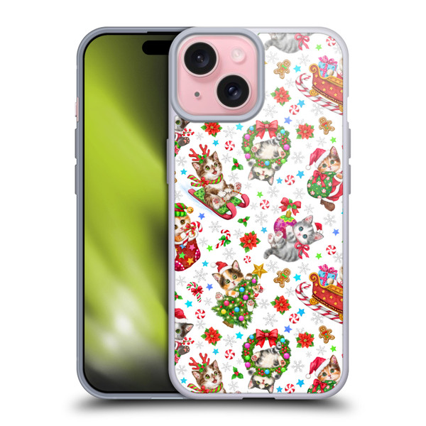 Kayomi Harai Magical Fantasy Christmas Kittens Pattern Soft Gel Case for Apple iPhone 15 & MagSafe