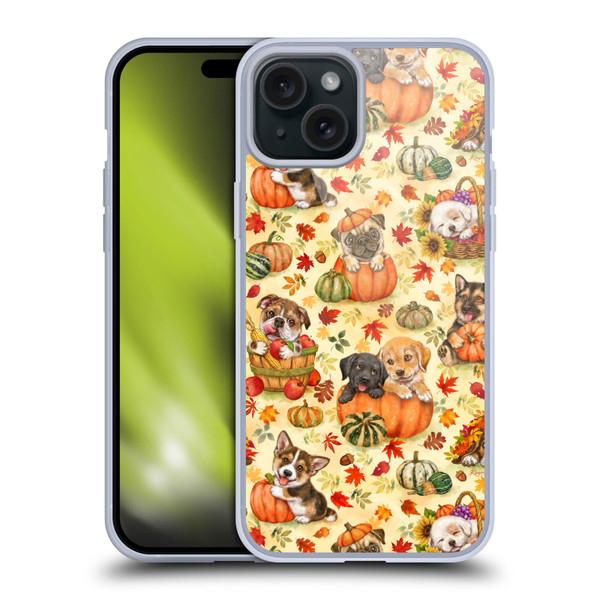 Kayomi Harai Magical Fantasy Harvest Puppies Pattern Soft Gel Case for Apple iPhone 15 Plus