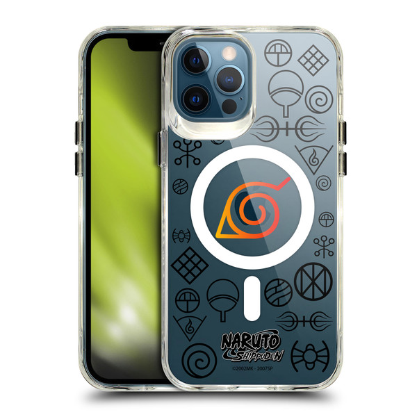 Naruto Shippuden Characters & Icons Konoha Pattern SHOCKPROOF BUMPER CASE COMPATIBLE WITH Apple iPhone 12 Pro Max & MAGSAFE