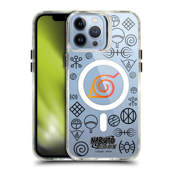 Naruto Shippuden Characters & Icons Konoha Pattern SHOCKPROOF BUMPER CASE COMPATIBLE WITH Apple iPhone 13 Pro Max & MAGSAFE