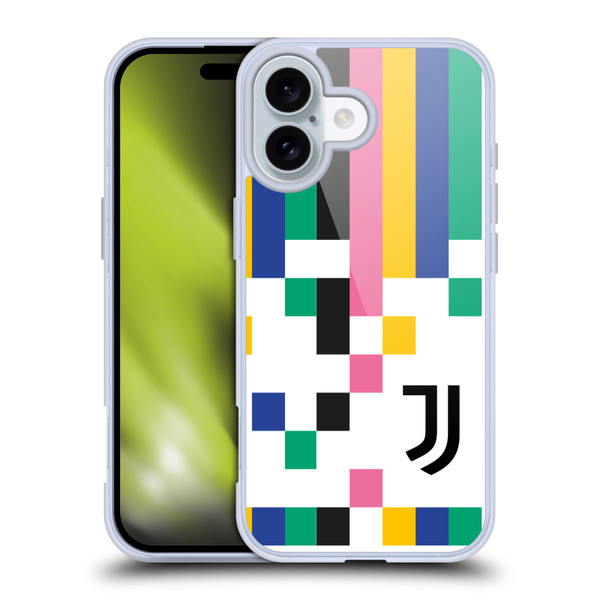 Juventus Football Club Graphic Collection Pixel Pattern Soft Gel Case for Apple iPhone 16 & MagSafe