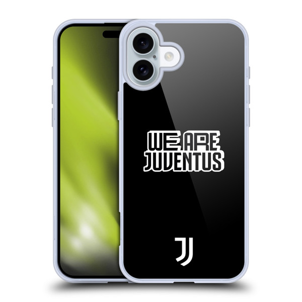 Juventus Football Club Graphic Collection Black & White Soft Gel Case for Apple iPhone 16 Plus