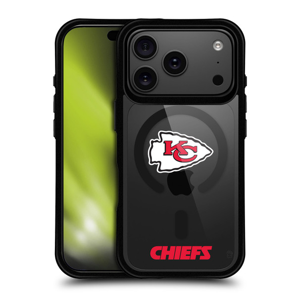 NFL Kansas City Chiefs Logo BLACK SHOCKPROOF BUMPER CASE COMPATIBLE WITH Apple iPhone 17 Pro & MAGSAFE