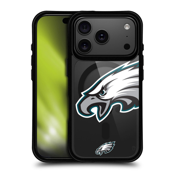 NFL Philadelphia Eagles Oversized BLACK SHOCKPROOF BUMPER CASE COMPATIBLE WITH Apple iPhone 17 Pro & MAGSAFE